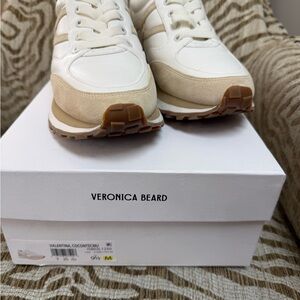 Veronica Beard Cream and Tan Sneakers